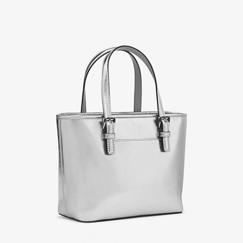 🔥🔥Jet Set Travel Extra-Small Metallic Top-Zip Tote/crossbody Bag in Silver🔥🔥 - Picture 3 of 4
